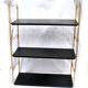 String modular shelf in gilded brass and black lacquered sheet metal Modernist DESIGN 1950-1960
