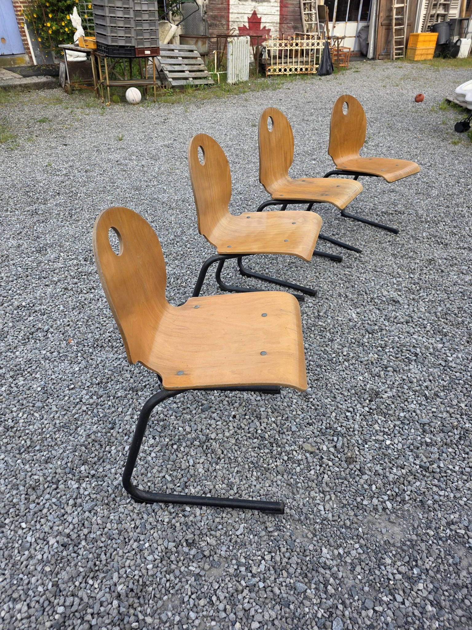 4 vintage school chairs from the 70s