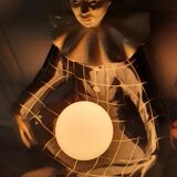 Large vintage Pierrot bedside lamp or table lamp from the 50s/60s 1950s with black tiles