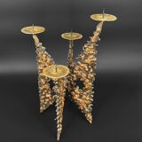 Brutalist sculptural chandelier with 4 lights