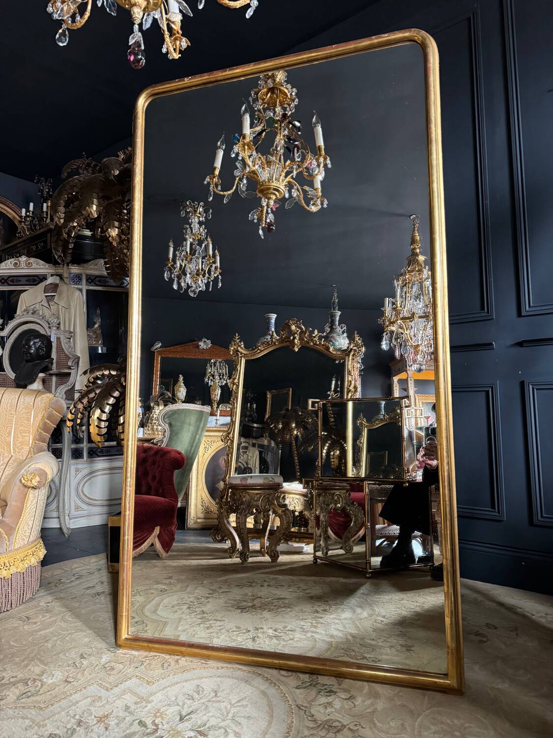 Miroir de cheminée d’époque louis philippe en bois doré (1m88x1m03) xixe