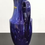 Handle vase West Germany 407-35 in vintage blue ceramic Scheurich 70'S