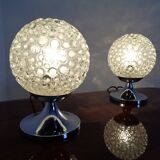 Glass Bubble Table Lamps, 1970s, Set of 2