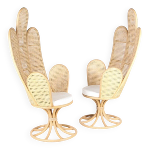 Paire de fauteuils en - cannage