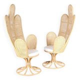 Pair of rattan and cane armchairs