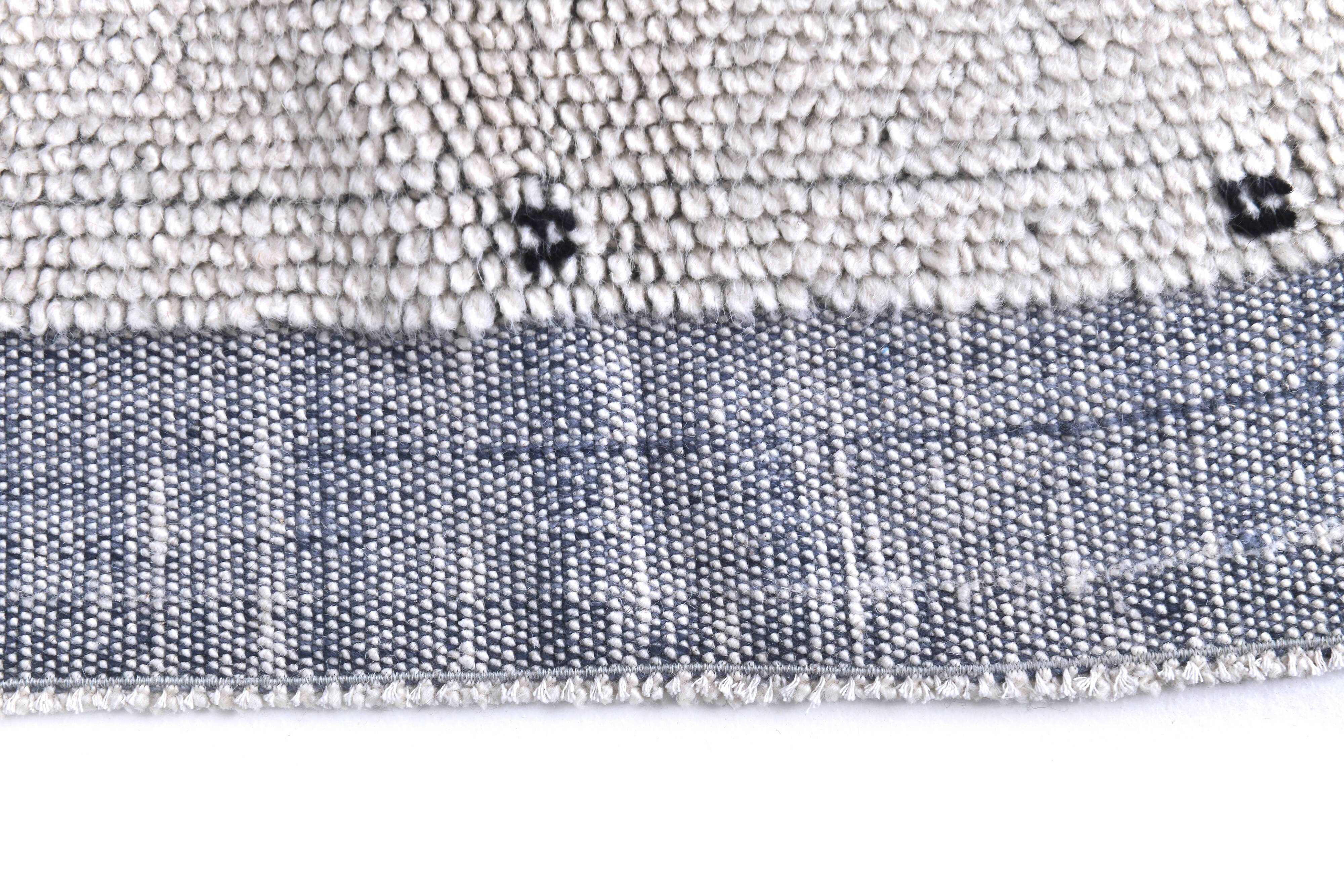 blue wool maroccan style large rug, 300x200 cm wool blue rug