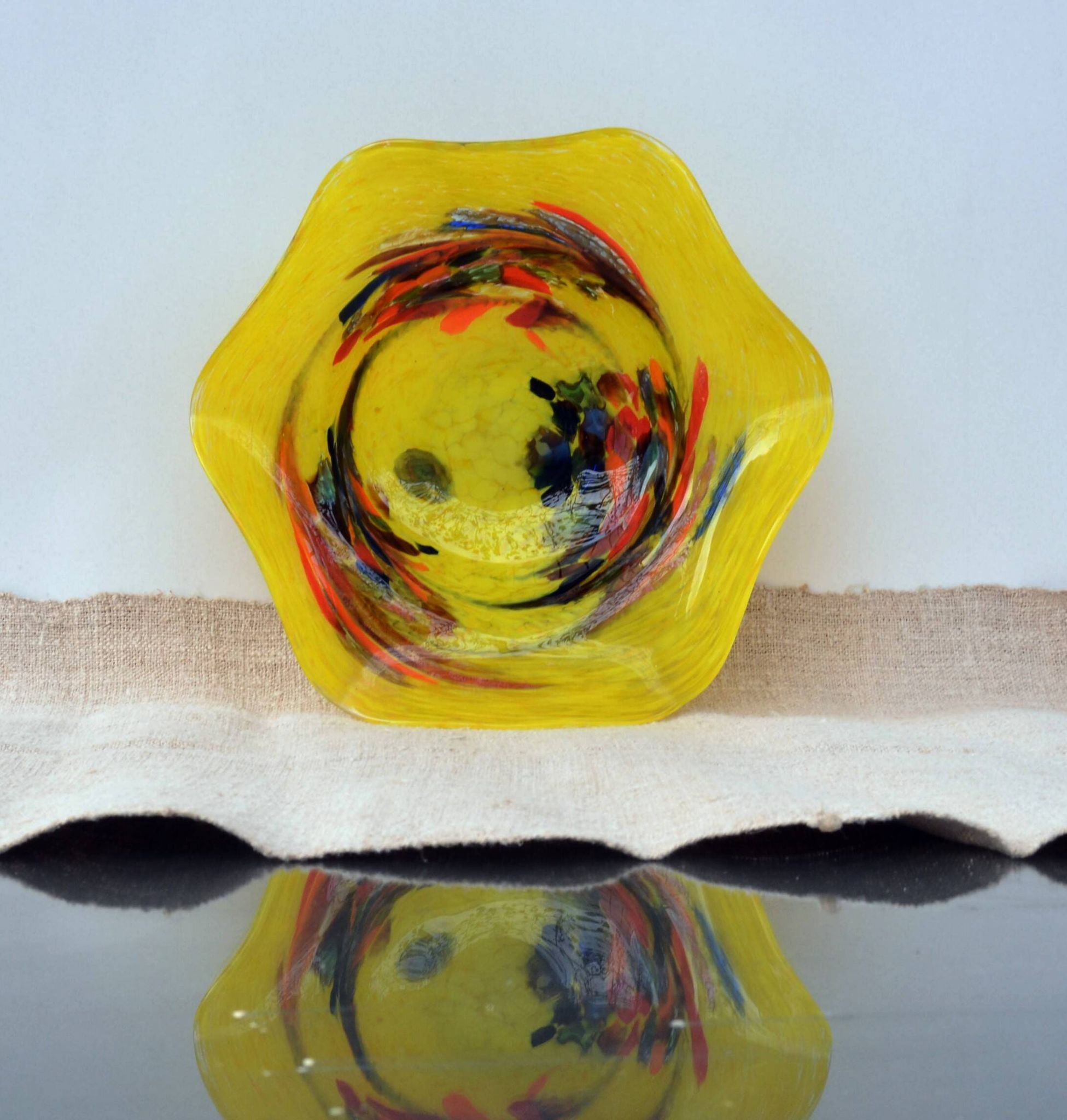 Mid Century Center Multicolored Table Bowl Murano Glass