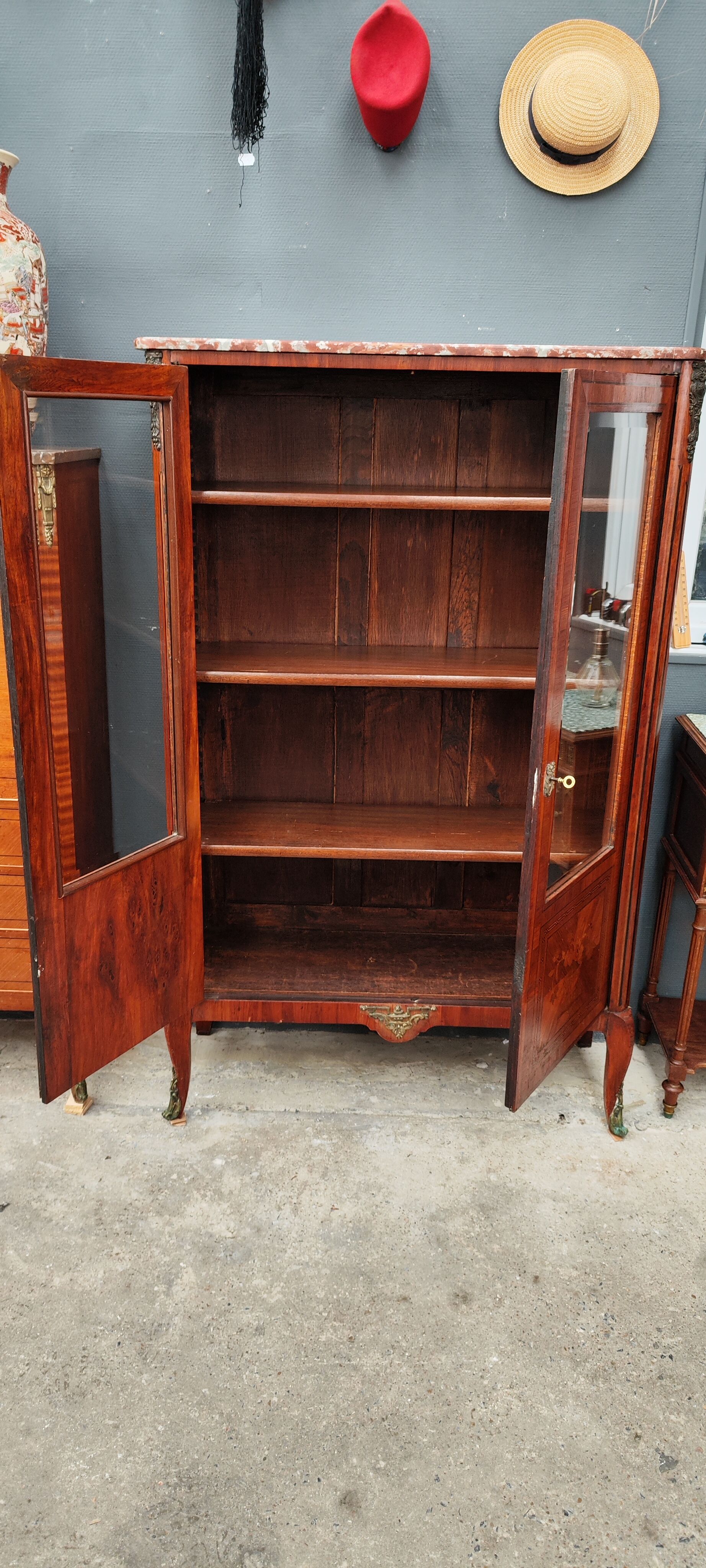 Old marquetry library showcase