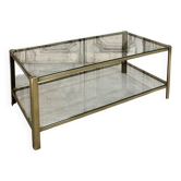 Double-top coffee table in bronze attributed to Jacques Quinet.
