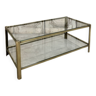 Double-top coffee table in bronze attributed to Jacques Quinet.