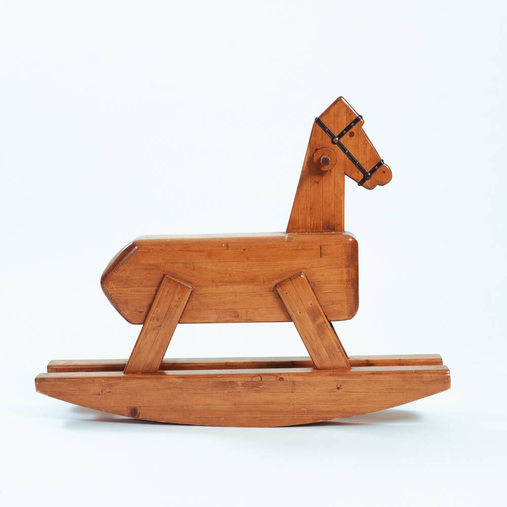 Midcentury rocking horse in oak, The Netherlands, 1950s
