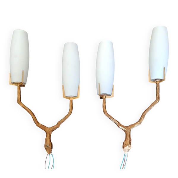 Paire d'appliques brutalistes – Maison Arlus – Vintage 1960