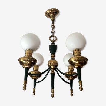 Green and gold directoire chandelier