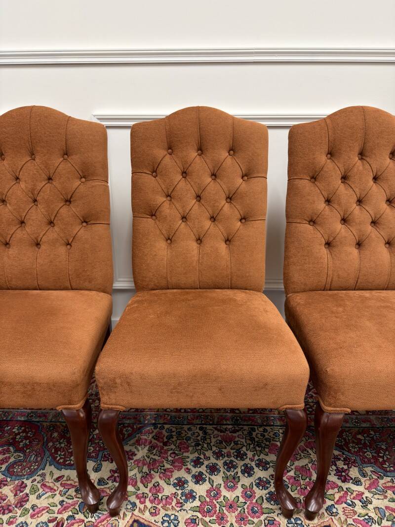 Set of Classic English Upholstered Chesterfield Chairs