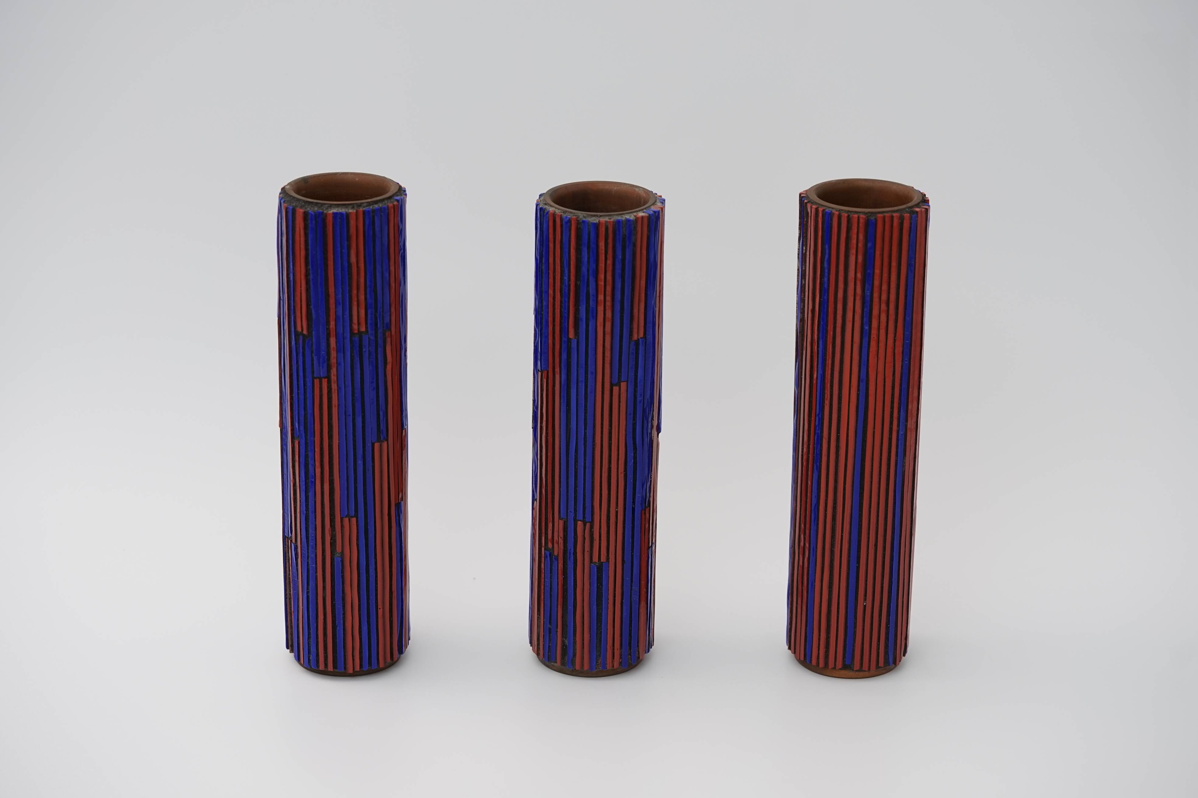 Pottery Mosaic Vases by W. Zimmermann for Ritter set of 3