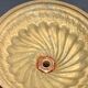 Red glass cut on vintage chiseled brass copper base