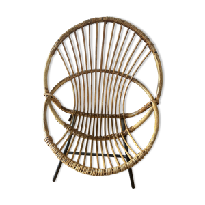 Fauteuil rotin midcentury