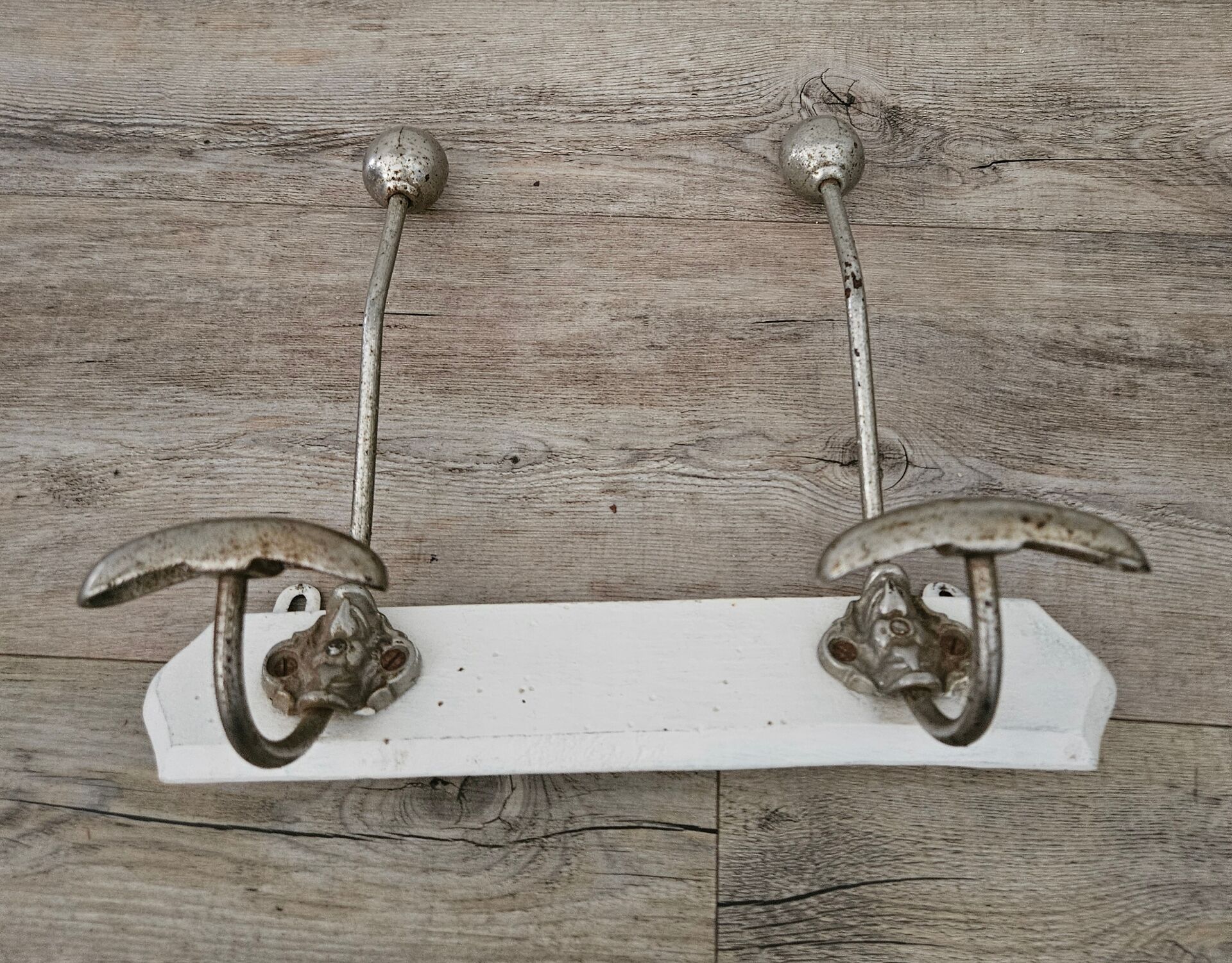 Antique wooden and metal coat rack
