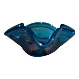 Petit cendrier en verre bleu