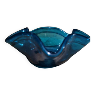 Small blue glass ashtray