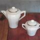 Art Deco porcelain teapot and its sugar bowl, porcelain coffee pot, kitchen.