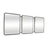 Mirror triptych barber orange rust vintage 1960 - 24 x 59 cm