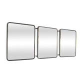 Mirror triptych barber orange rust vintage 1960 - 24 x 59 cm