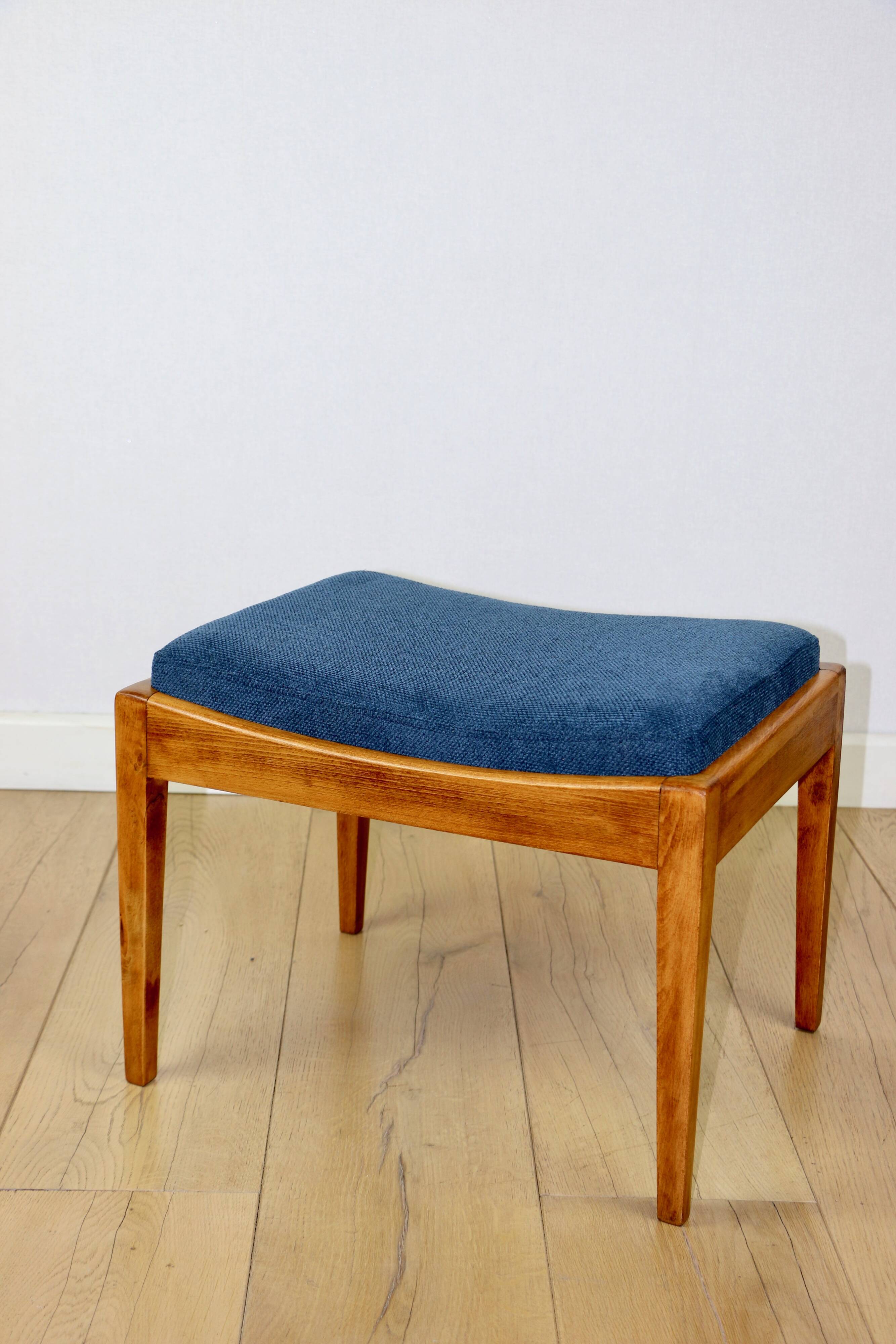 Stool seat navy blue structural fabric Art Deco - 2 pieces available
