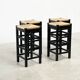 ensemble de quatre tabourets de bar en rotin et bois