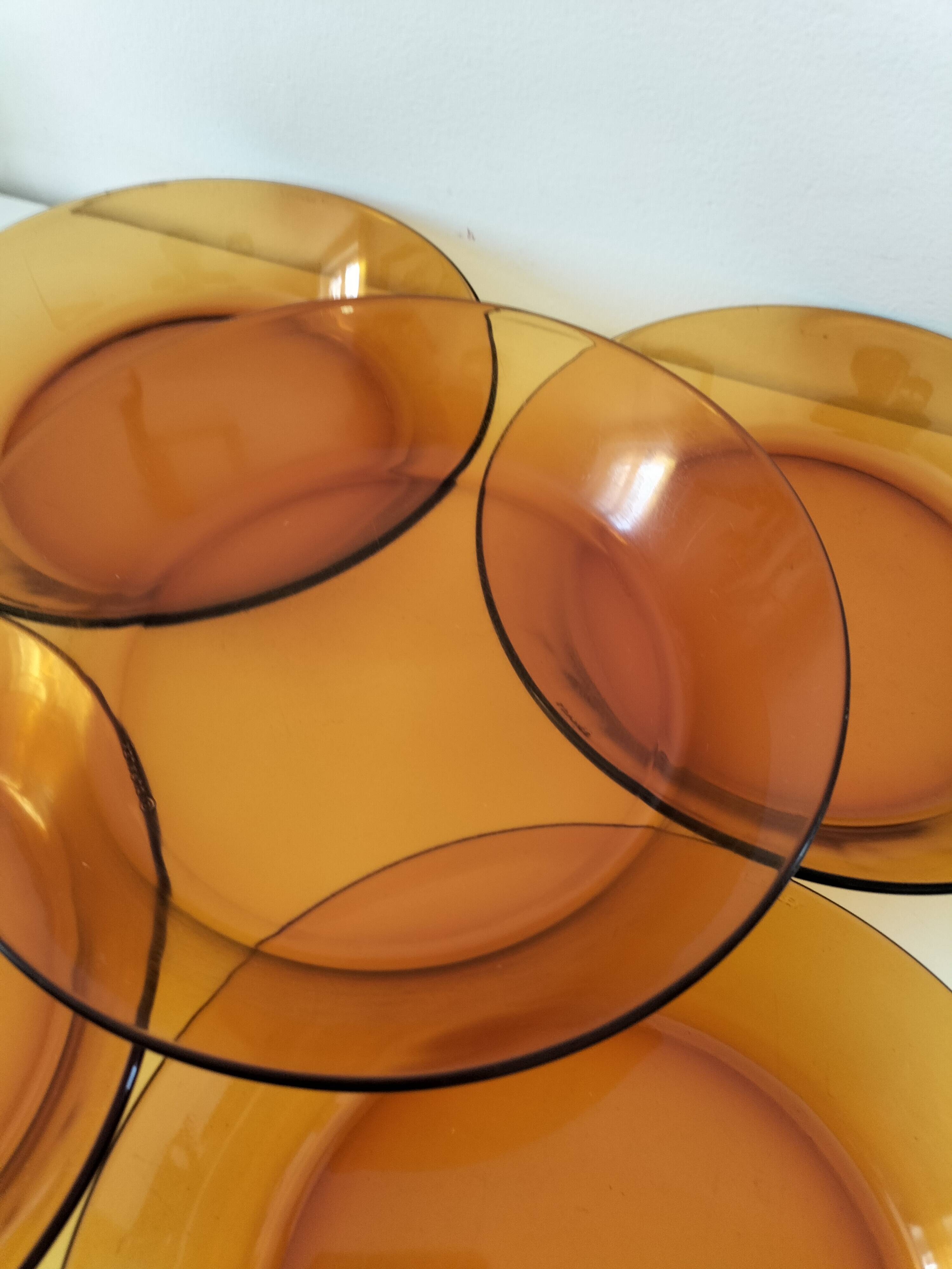 7 deep plates Duralex amber glass