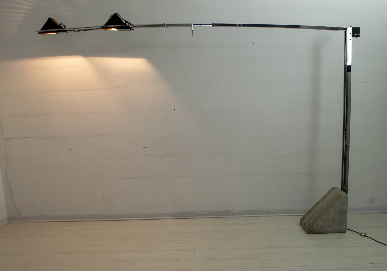 Mid-Century Modern Italian Steel and Travertine Floor Lamp, 1970s