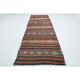 1970s  Turkish Oushak Handmade Wool Cotton Orange Runner Rug 125x376