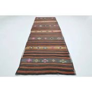 1970s  Turkish Oushak Handmade Wool Cotton Orange Runner Rug 125x376