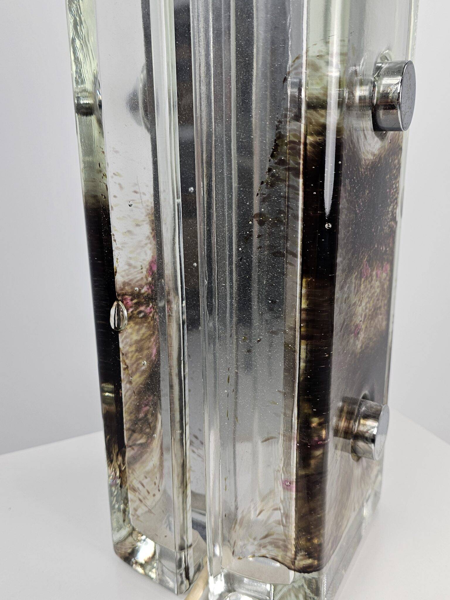 Table lamp from Glashutte Limburg thick glass floral theme