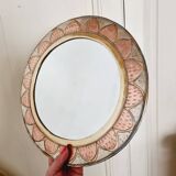 Round brass and copper mirror