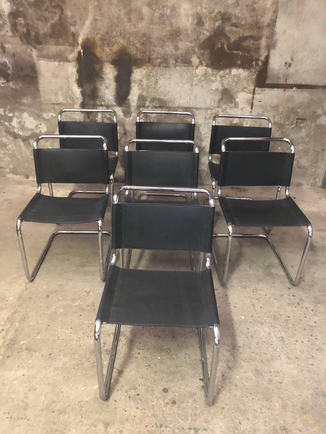 Ensemble de 7 Chaises S33 Mart Stam Circa 1980