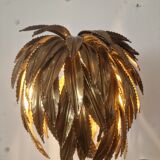 Lampe de table palmier en laiton vintage Maison Jansen, années 1970, France