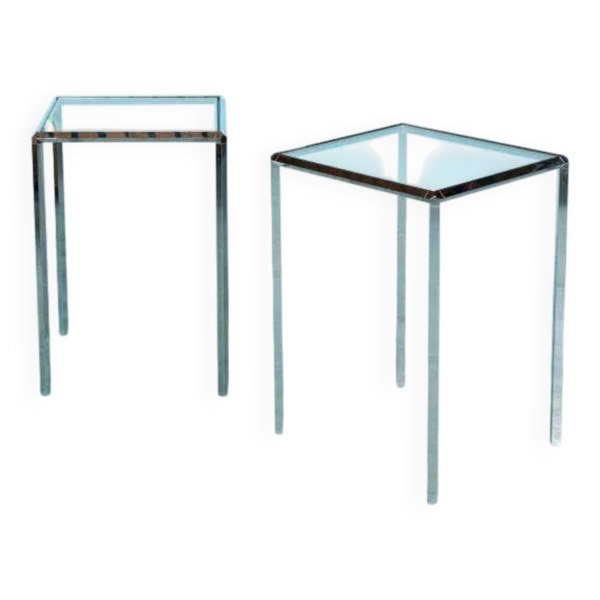 Tables d'appoint vintage Herman Miller verre&chrome, Converta