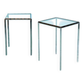 Vintage Herman Miller glass & chrome side tables, Converta