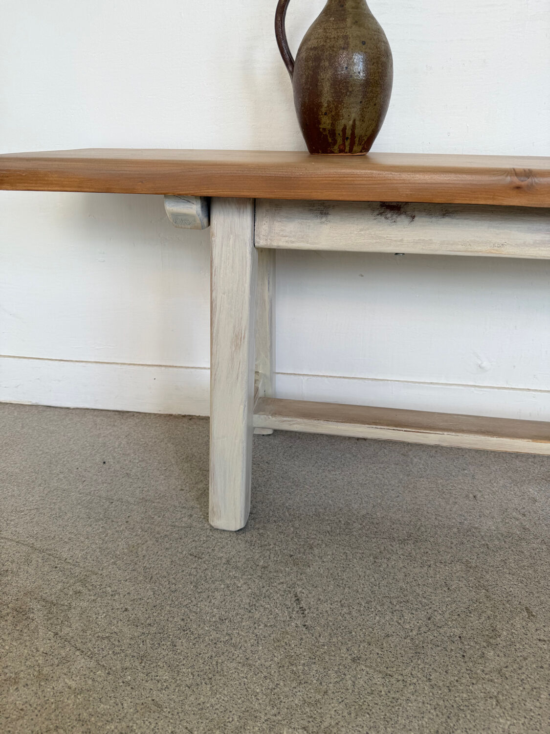 Vintage solid wood farmhouse bench