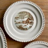 6 dessert plates and cake dish Harkerware USA