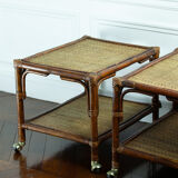 Pairs of rattan and wicker coffee tables