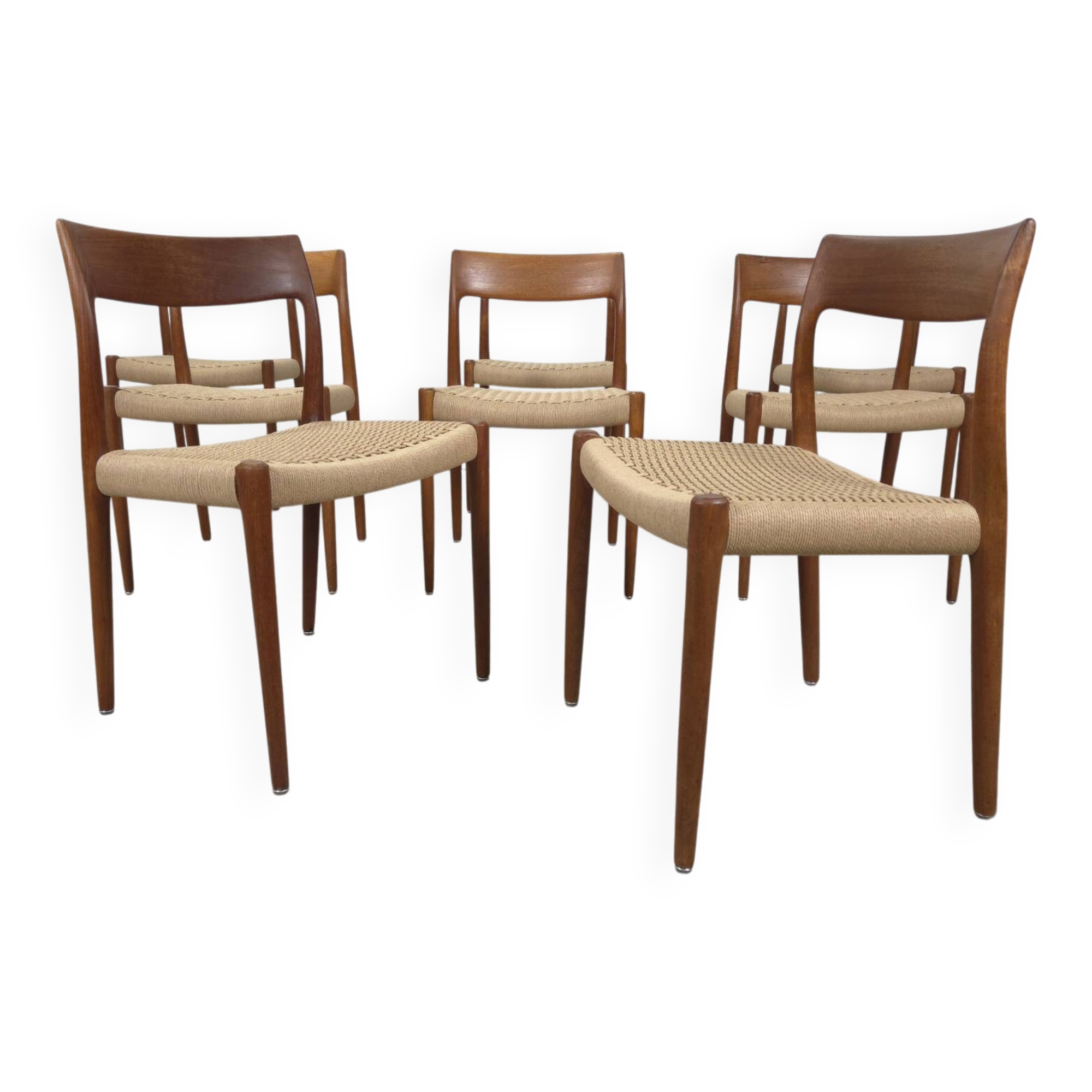 Niels Møller model 77 dining chair teak new papercord