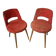 lot de 2 chaises fauteuil vintage en moumoute rouge usé