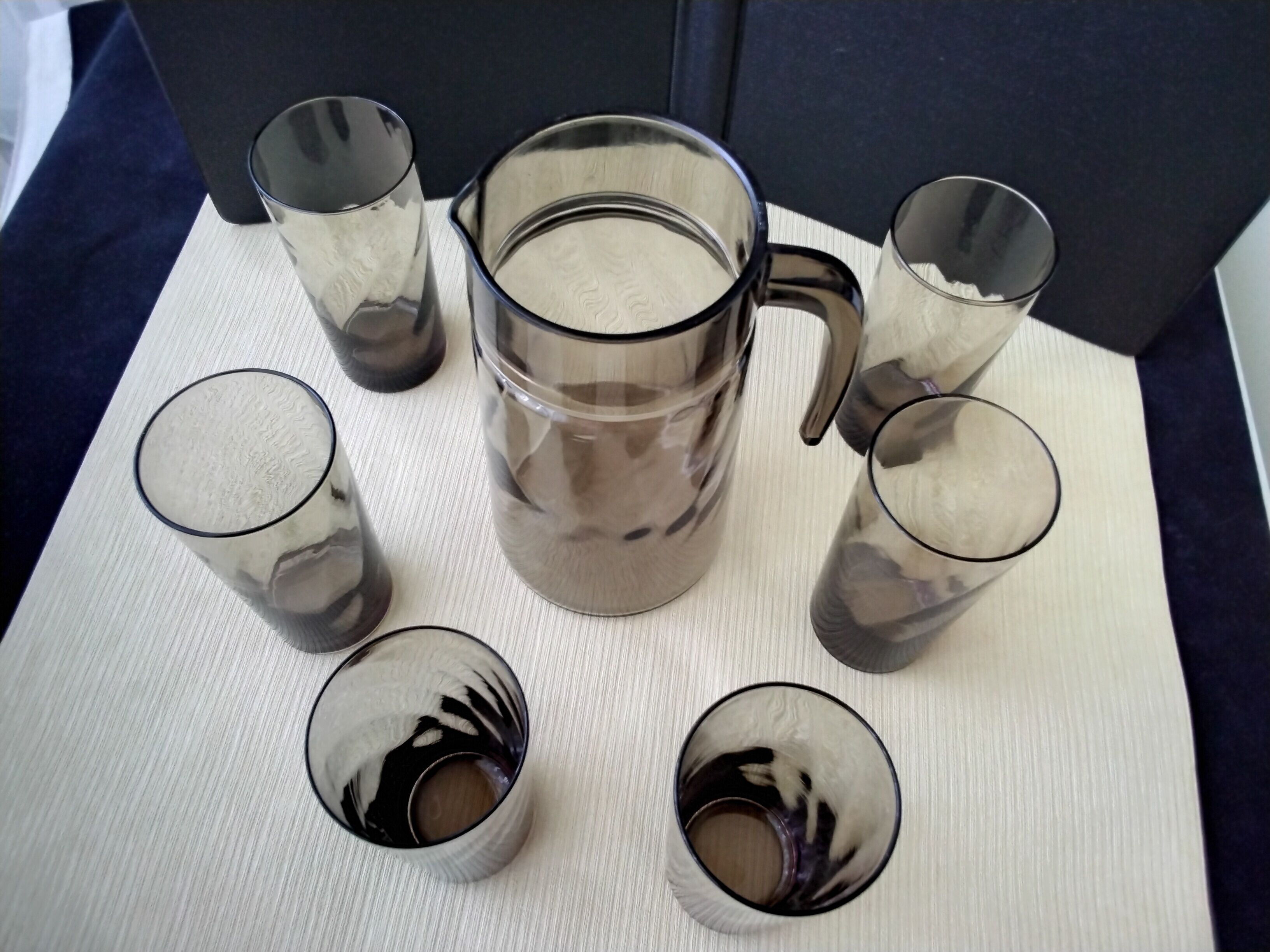 Luminarc vintage smoked glass orange juice set