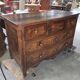 Curved commode from the Louis XV period in walnut and elm burl.
