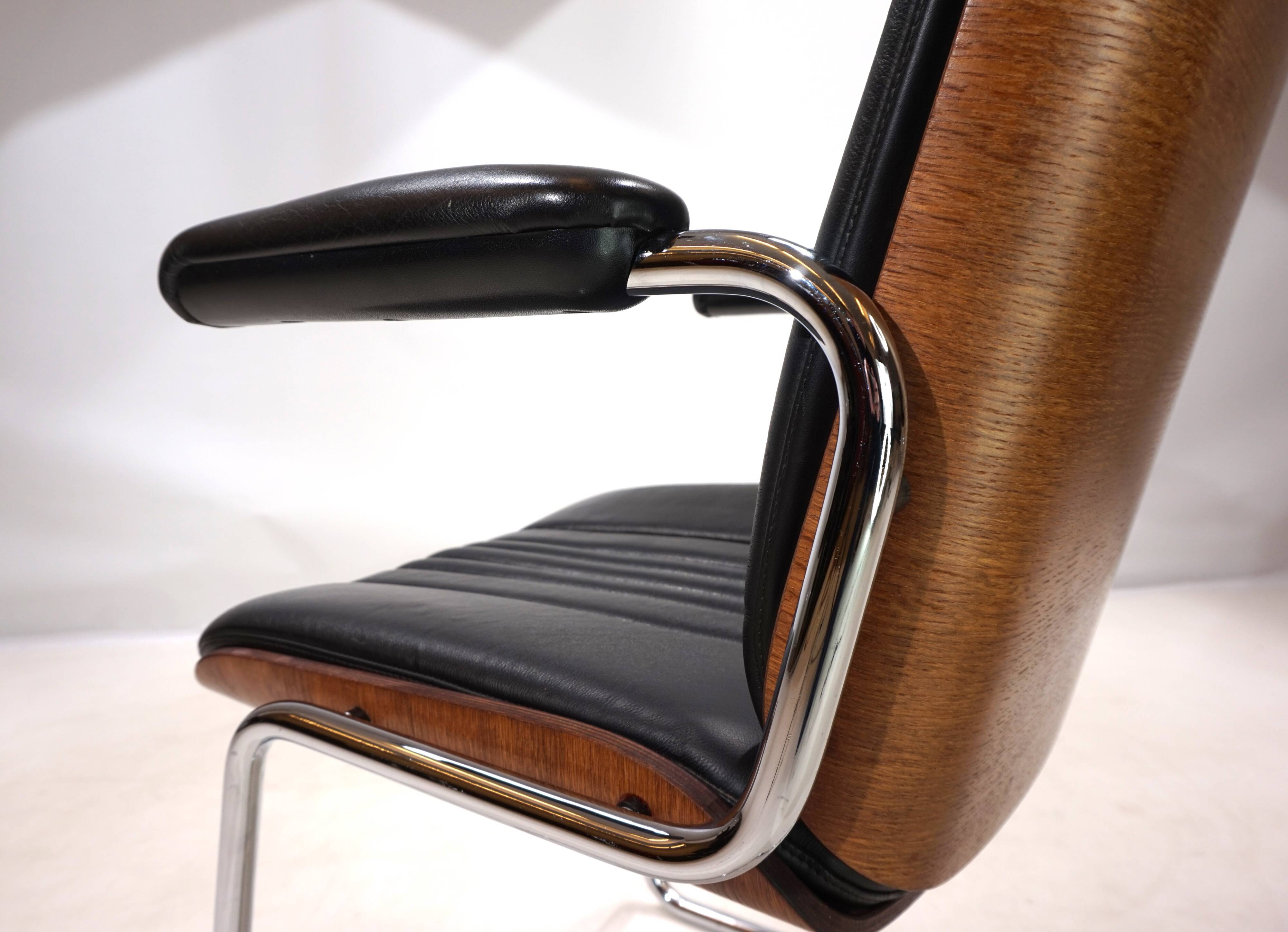 Set of 4 Martin Stoll Leather Dining/Conference Chairs by Professor Karl Dittert