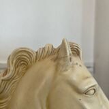 Paire de serre-livres chevaux anciens en plâtre