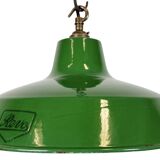Industrial Green Enamel Factory Pendant Lamp from Revo, 1950s
