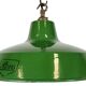 Suspension industrielle en tôle émaillée verte par Revo, années 1950